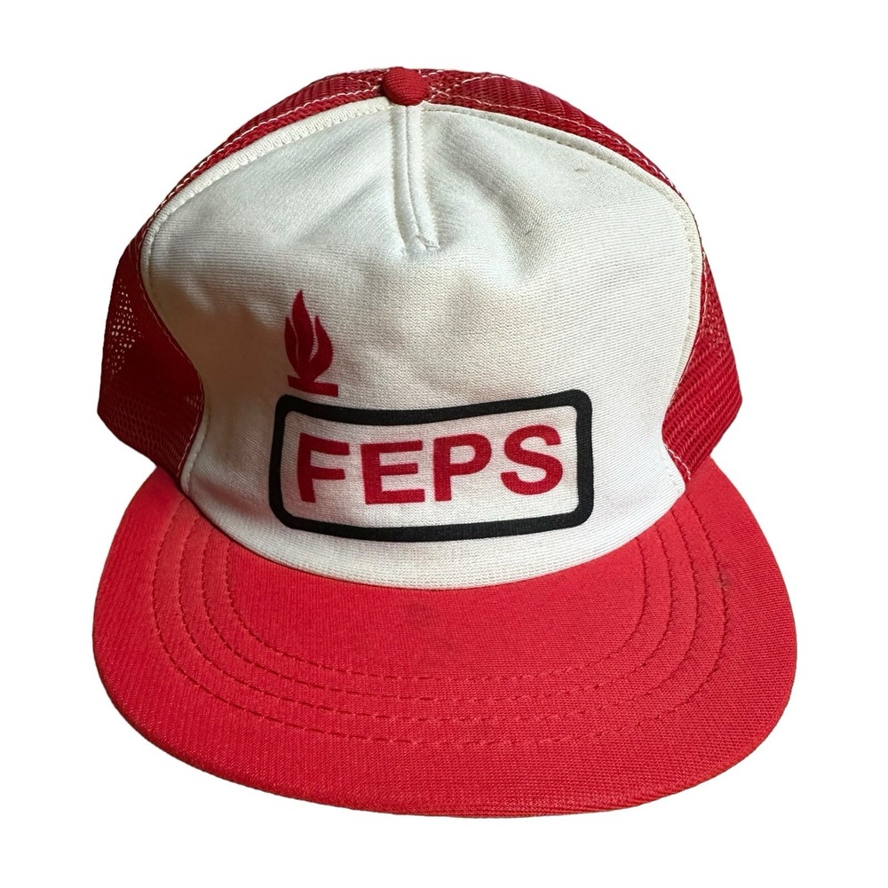 Vintage FEPS Trucker Hat Mesh Red Fire 90s Snapback